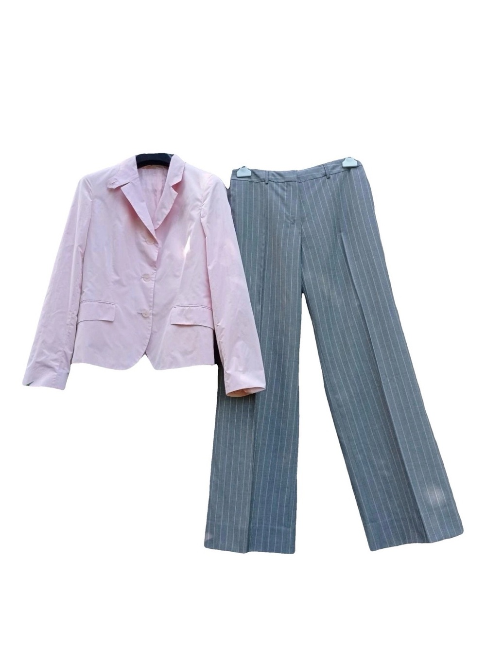 Michela P. Italian Pink Blazer & Wool Mohair Pinstripe Pants Suit Size 46